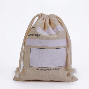 Custom Logo Cotton Drawstring Storage <b>Bag</b> <b>Medium</b> <b>Size</b> With Label Pockets For Gift Or Shopping Use - Product Image 1