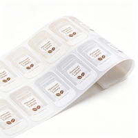 Étiquettes autocollantes transparentes en PET pour pots à café en verre Haoxuan OEM, imprimées à l'encre blanche, résistantes à l'eau, pour contenants transparents