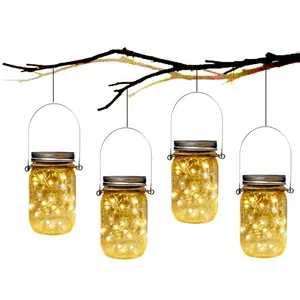 Hot Sale LED Fairy Light Mason Jar Solar Light Lids Outdoor Garden Christmas Hanging Solar LED Jar Light