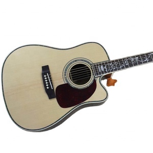 Flyoung Natural Wood Color 41 Inch Acoustic Guitar D45 Model <b>Top</b> Solid Classical Guitar Cut Away Body - Product Image 1