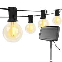 Guirlande lumineuse à LED G40 blanc chaud, ampoule boule, décoration de jardin, cour arrière, guirlande lumineuse solaire à LED avec charge USB
