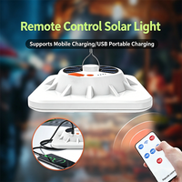 Lampe de camping solaire portable avec télécommande, rechargeable par USB, pour extérieur, urgence, tente, lampe suspendue avec batterie externe