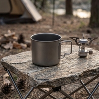 Tragbarer 90% Titan Reisebecher mit Klappgriff Anpassbare Größe Outdoor-Campingbecher für Rucksackreisen FHH Marke Hergestellt in China