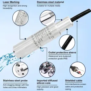 Transmetteur de niveau d'eau submersible 4-20mA 0.5-4.5V avec sortie Modbus I2C RS485