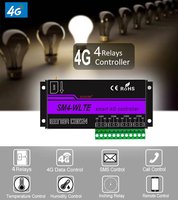 Módulo de Relé Industrial 4G LTE GSM de 4 Canales, Control Remoto a través de SMS, Aplicación y Web con Monitor de Temperatura y Humedad Opcional
