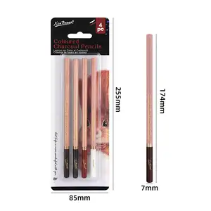 שין בוון 4 יחידות סט עיפרון גרפיט צבע אדום חומר פחמן עיפרון סקיצה באיכות גבוהה סט עיפרון סקיצה
