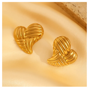 Nueva moda Vintage 18K oro geométrico aro C-forma Stud pendientes Acero inoxidable plateado joyería para mujeres de la India - Product Image 1