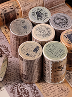 Ruban Washi Série Rétro Européenne et Américaine, Autocollants Décoratifs Créatifs pour Journal, Matériaux de Scrapbooking et de Bricolage