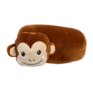 Morbido e confortevole cartone animato serie animale a forma di scimmia 2 In 1 cuscino per il collo del cuscino animale