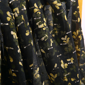 Flores de oro de 9,5 MM 98% siilk 2% metálico jacquard de tela de seda textil tela - Product Image 5
