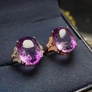 Diskon besar <span class=keywords><strong>Dubai</strong></span> Dainty 925 perak murni berlapis emas mawar alami Amethyst desain baru harga yang baik cincin bunga untuk anak perempuan - Product Image 1