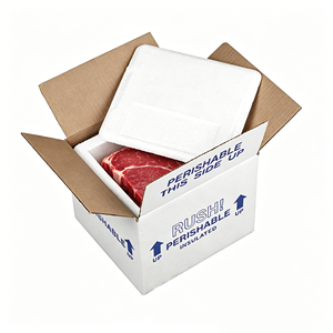 Boîte d'expédition isotherme personnalisée en carton blanc et polystyrène pour produits congelés, emballage thermique pour chaîne du froid, boîte d'expédition isolée en mousse - Product Image 1