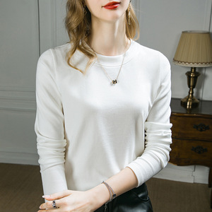 C1 2025 Top blanco Modal de algodón cuello camisa de fondo nuevo estilo de manga larga <span class=keywords><strong>Camiseta</strong></span> imitación 1688 Cachemira sólido <span class=keywords><strong>interior</strong></span> K4-215 - Product Image 3