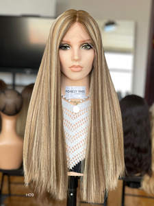 Pelo virgen de buen aspecto para HD Lace Top 24 pulgadas largo recto resaltado Color judío Kosher pequeña peluca - Product Image 1