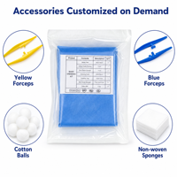 Kit de soins des plaies stérile jetable certifié CE personnalisé, ensemble de pansements chirurgicaux de base, matériaux de suture adhésifs EO