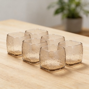 Juego de 6 Vasos de Vidrio Soplado a Mano con Textura Craquelada, Estilo Étnico, de Túnez |   KALYS - Product Image 2