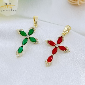 Kalung Liontin Salib Grosir JML Aksesoris Fashion, Liontin Salib Kristal Kuningan Kristen, Colgante Oro Laminado Cruz - Product Image 2