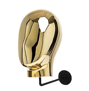Luxury Boutique kim loại Tóc Giả hiển thị Hanger <span class=keywords><strong>Display</strong></span> racks Vàng mannequin Head Wall Mount - Product Image 1