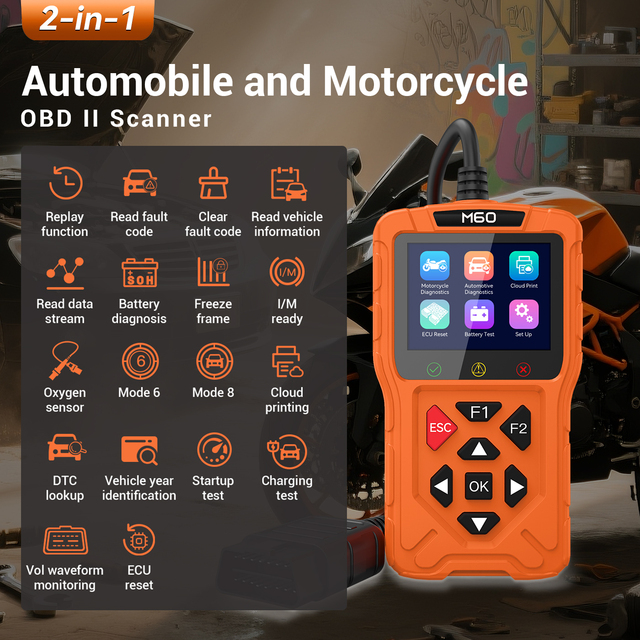 Universal OBD2 Scanner Car and Motorcycle Engine Fault Code Reader OBD Diagnostic Tool with 1Year Warranty