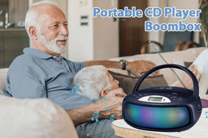 Reproductor de CD portátil personalizado de fábrica con altavoz inalámbrico BT con luz RGB colorida y control remoto para fiestas al aire libre y camping. - Product Image 6