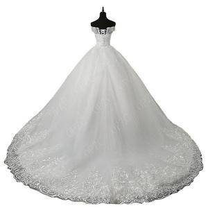 Luxury Floral Design <b>Long</b> <b>Wedding</b> <b>Dresses</b> for Women Factory Price New Estidos De Gown with Draped Lace Appliques Decorations - Product Image 2