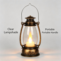 Mini Vintage Plastik-LED-Laterne Flackernde Flammenlose Kerze Batteriebetrieben Retro Rote Hängelaterne für Zuhause und Partys