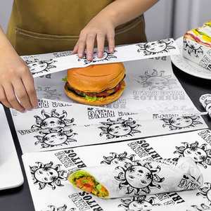Custom Disposable <b>Food</b> Grade Greaseproof <b>Wrapping</b> Sandwich <b>Paper</b> Waterproof Oil Proof for Hamburger Fried Chicken Cake Bread - Product Image 1