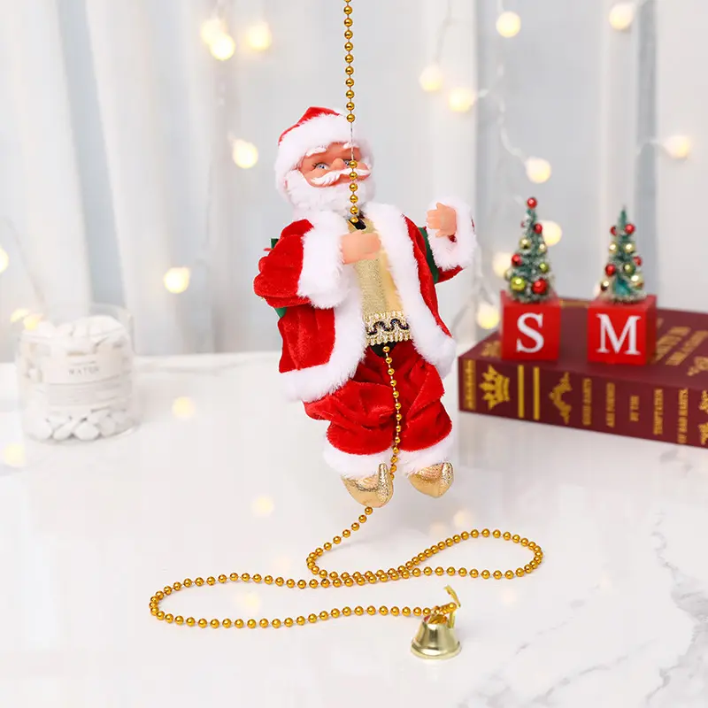 Santa Climbing Ladder Electric Ropes Santa Claus Climbing Rope Ladder Gifts Christmas Ornament Father Christmas Electric Doll