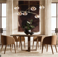 Ensemble de table à manger ronde en chêne MONTECITO, style farmhouse, pour la maison, les appartements, les villas et les hôtels