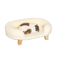 Petit canapé-lit rond pour animaux de compagnie avec fourrure synthétique toute l'année, confort en polaire, base antidérapante, lit pour chiot, chien, chat
