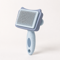 YAOYUE Peine Quita Pelo de Gato con Orejas de Gato, Cepillo Autolimpiante para Aseo de Mascotas, Cabezal de 9 cm, Plástico y TPR, Azul, Morado, Rosa, Gris