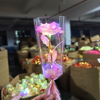 Indah warna-warni plastik emas mawar dengan transparan pelindung kemasan plastik untuk dekorasi rumah dan hadiah memberikan