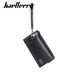 Baellerry Men's Clutch Bag Large Capacity Zipper Handbag With <b>Lock</b> Business Travel Solid Color Black Coffee Leather - Product Image 4