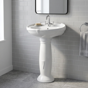 White Ceramic Lotus Shape Pedestal Wash Hand Basin Set Antique Bathroom Sink Porcelain Lavabo Full Pedestal - Product Image 4