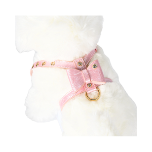 Set tali dan kekang kulit lembut, kekang anjing berlian imitasi berkilau rompi Kristal Untuk anjing & kucing kecil - Product Image 6