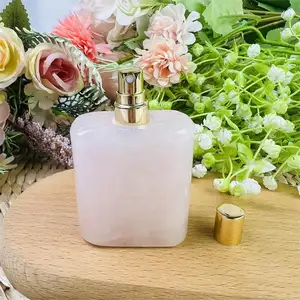 Naturale di alta qualità artigianato fatto a mano Charm pietra curativa rosa quarzo cristallo Spray bottiglia di profumo con scatola per le donne regalo