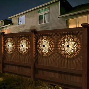 Solar <b>LED</b> Fence Lamp Iron Material Solar Powered Outdoor Terrace Step Wall Lamp Mandala Pattern Waterproof Design <b>Motion</b> <b>Sensor</b> - Product Image 4