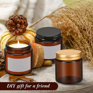 Frasco de vidrio marrón de 4oz (100ml) vacío para hacer velas con tapa metálica, resistente al calor, ecológico, contenedor a granel para Navidad - Product Image 5