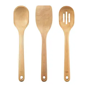Conjunto de utensílios de cozinha, conjunto de utensílios de cozinha de bambu natural personalizado com 3 peças