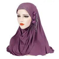 Grosir Jilbab Jersey Muslim Wanita Satu Buah, Syal Selendang Jilbab Panjang dengan Bunga, Selendang Penutup Kepala