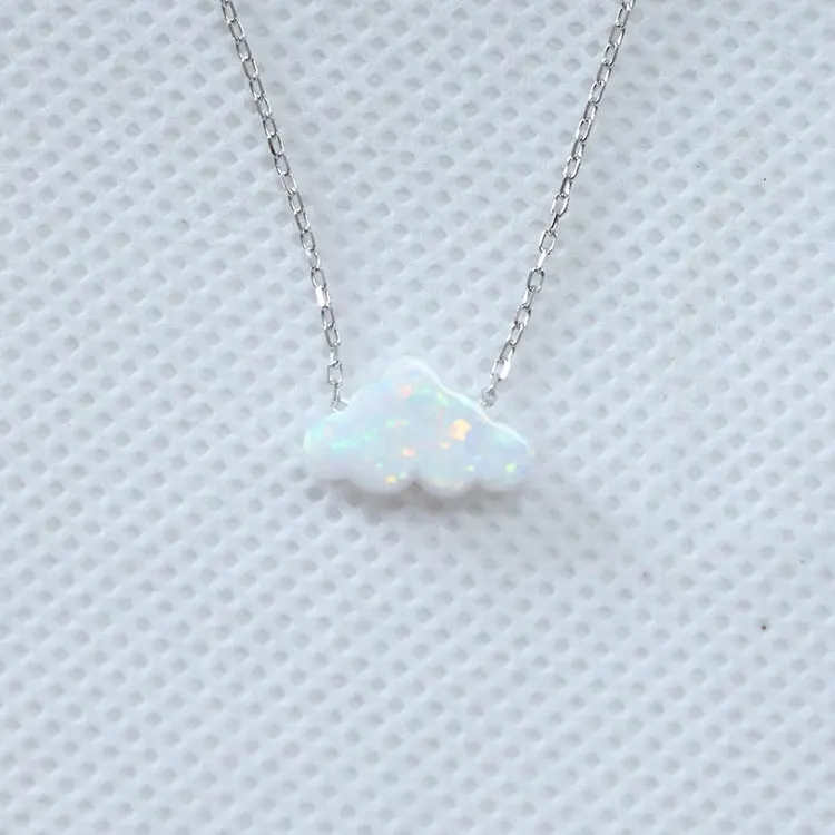 Mode Halskette 925 Sterling Silber Weiß Cloud Opal Halskette Für Frauen Kinder