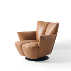<span class=keywords><strong>Poltrona</strong></span> Girevole Moderna con Schienale Alto e Braccioli Imbottiti, Base in Acciaio al Carbonio per Soggiorno, Hotel, Villa - Product Image 2