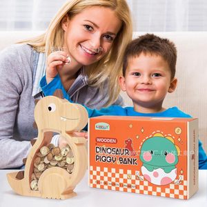 Tirelire dinosaure en bois pour les tout-petits, tirelire à monnaie, pour les enfants de 2 à 4 ans - Product Image 4