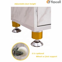 Chariot de salon de beauté Yoocell en contreplaqué de marbre blanc avec roues en métal