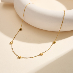 Golden Heart Chain Necklace and <b>Bracelet</b> Anklet <b>Set</b> Women's Romantic Jewelry Gift Stainless Steel Plated Fashion Jewelry <b>Sets</b> - Product Image 6