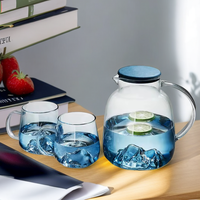 Ensemble de carafe et de verres à jus d'eau en verre borosilicate coloré pour la maison, verres à bière, 1800 ml, réutilisable, anti-fuite, avec manchon en silicone