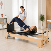 Reformer de Pilates para el Hogar para Mujeres, Entrenamiento de Cuerpo Completo, Construcción de Madera Sólida, Resistencia Ajustable y Barra para Pies