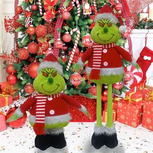 High Telescopic <b>Standing</b> Figure New Design Green Monster Elf Ornament for Home Outdoor Christmas Linen Plaid Bags - Product Image 2