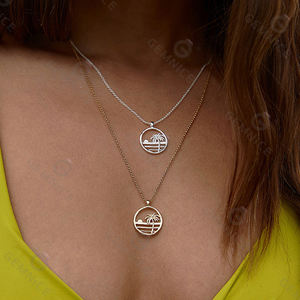 Gemnel collier vague de palmier d'été en argent sterling 925 plaqué or pur 18 carats - Product Image 6