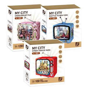 Modèle de construction en blocs de bois <span class=keywords><strong>à</strong></span> assembler magiquement, serre-livres miniature fait main, <span class=keywords><strong>maison</strong></span> miniature, puzzle manuel, cadeau, emballage en <span class=keywords><strong>boîte</strong></span> colorée - Product Image 1